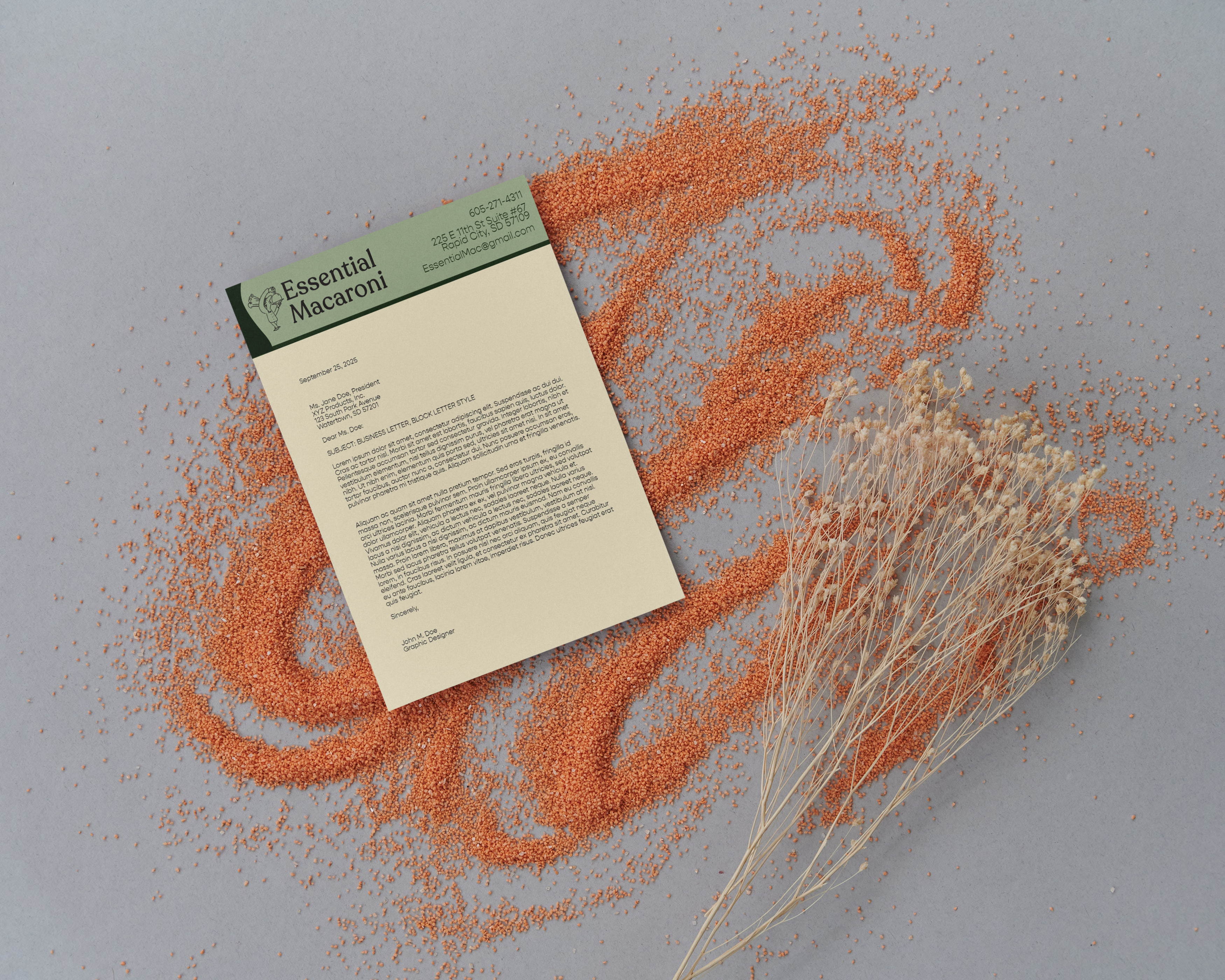 Essential Macaroni letterhead
